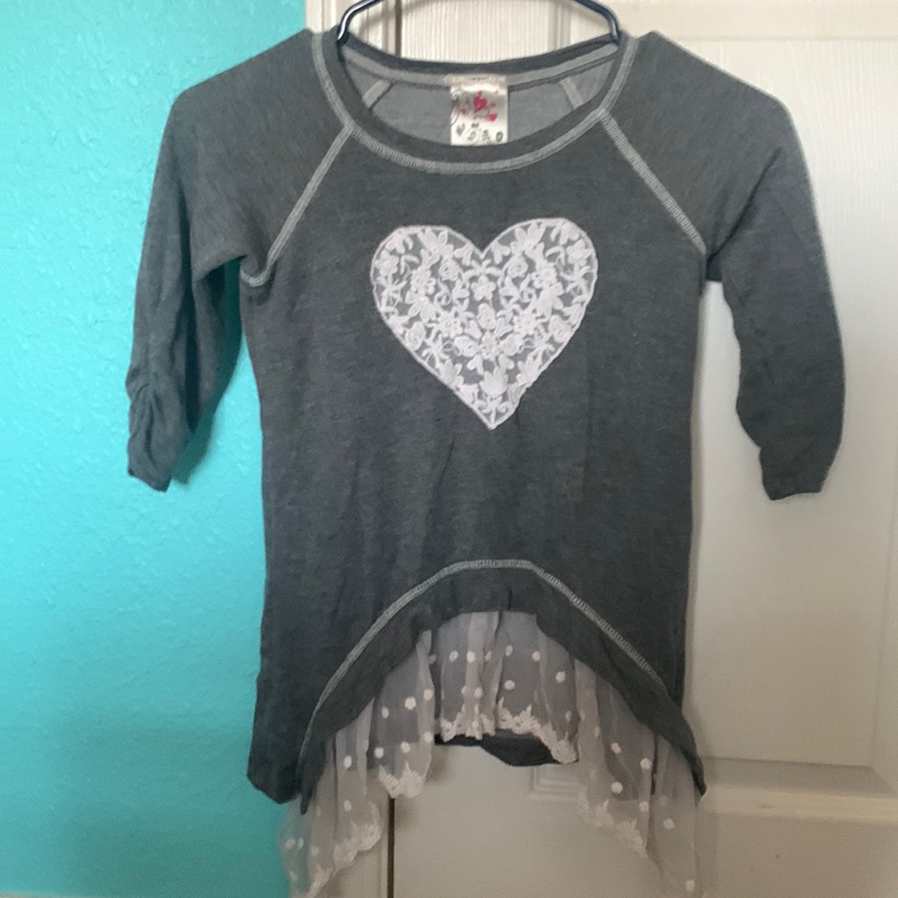 Lenna and Jessie shirt - size 7/8 - color gray and white